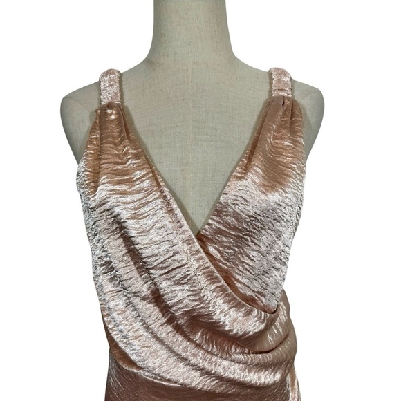 Maria Lucia Hohan Adah Pink Tehno Satin Silk Ruched Mermaid Midi Dress Gown - Picture 7 of 14